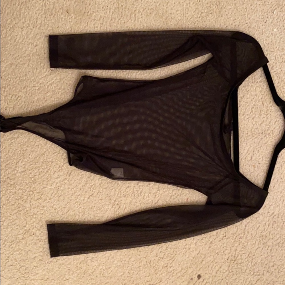 black mesh off the shoulder body suit